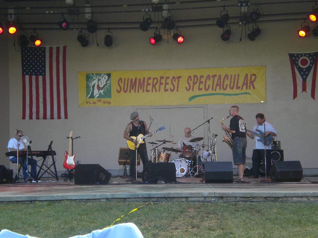 on stage at Morley Pavilion